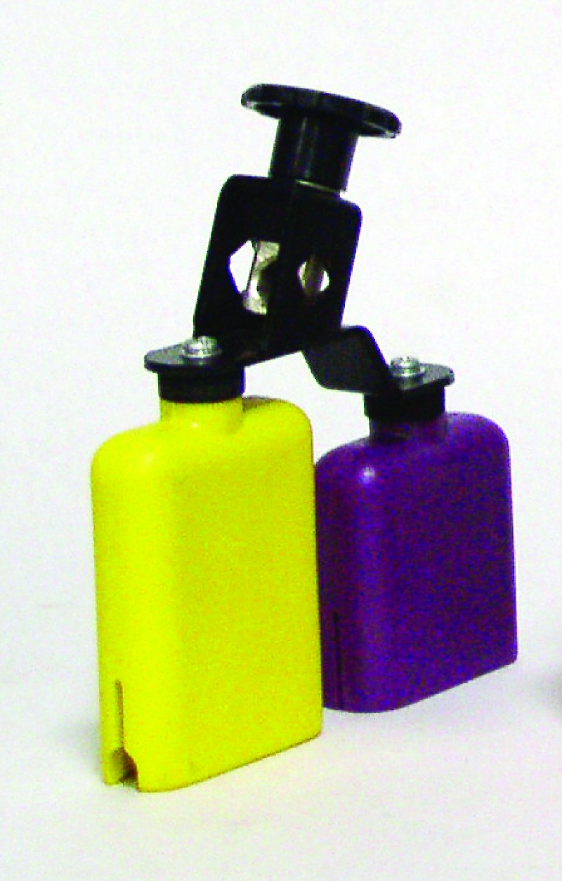 Double yellow-purple plastic temple block.